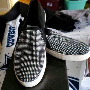 Diamond studded slip on tenny shoe